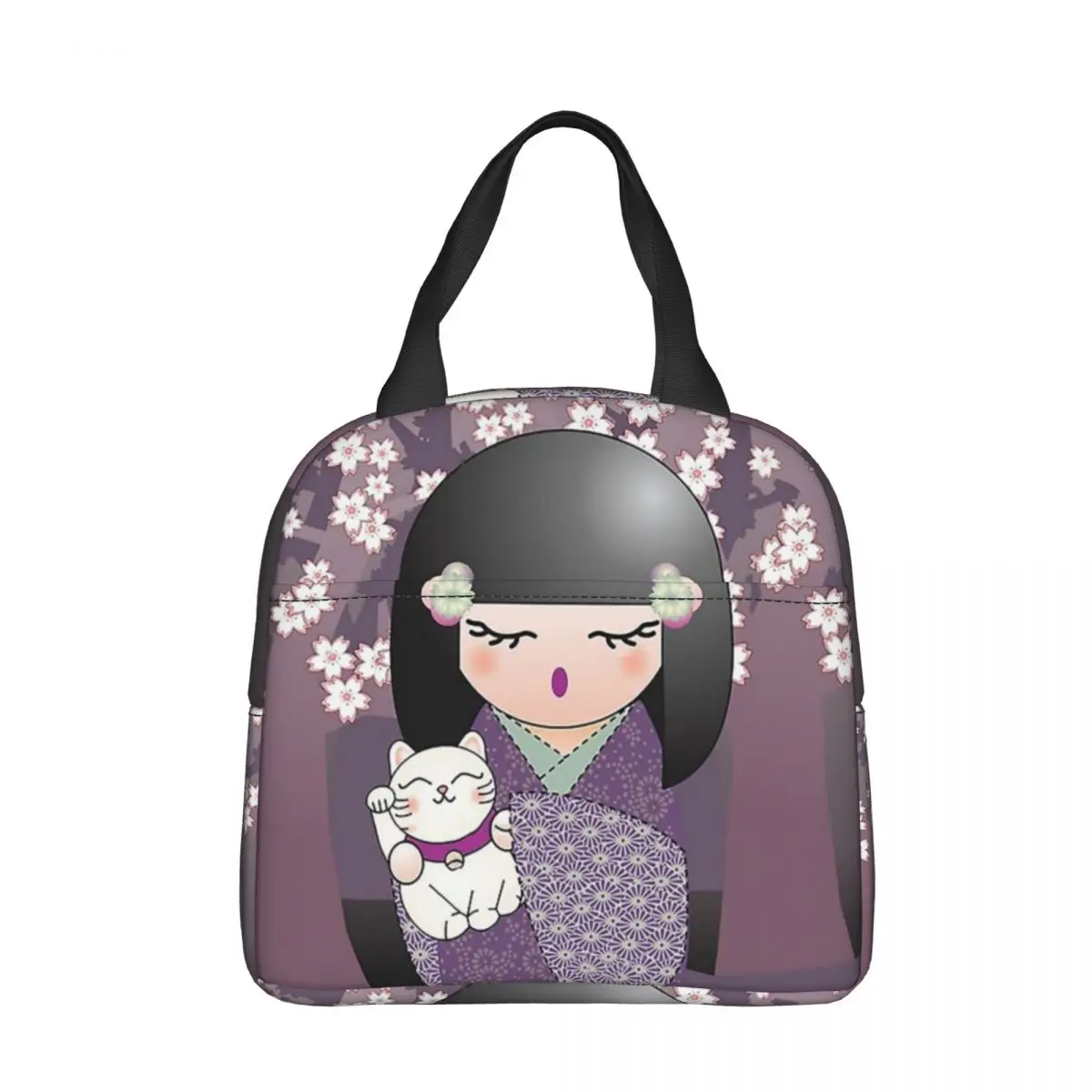 

Изолированная обеденная сумка Kokeshi и Манеки Neko, герметичный контейнер для еды, Термосумка, тоут, Ланч-бокс для офиса, улицы, для мужчин и женщин