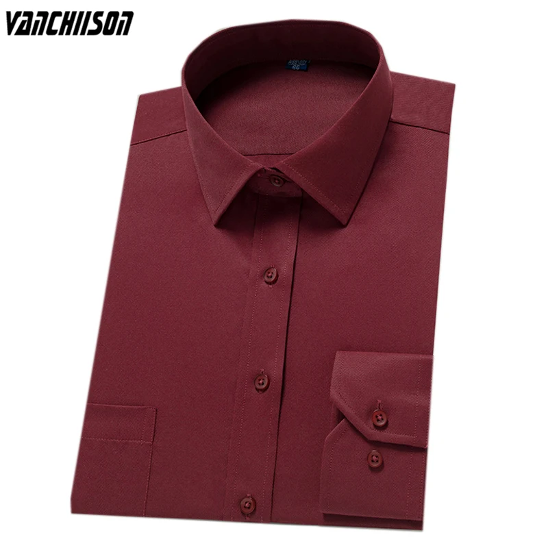 

Men Casual Shirt Plus Size 8XL 9XL 100KG 130KG for Summer Spring Long Sleeve 40% Cotton Male Fashion Maroon Dark Red 00591