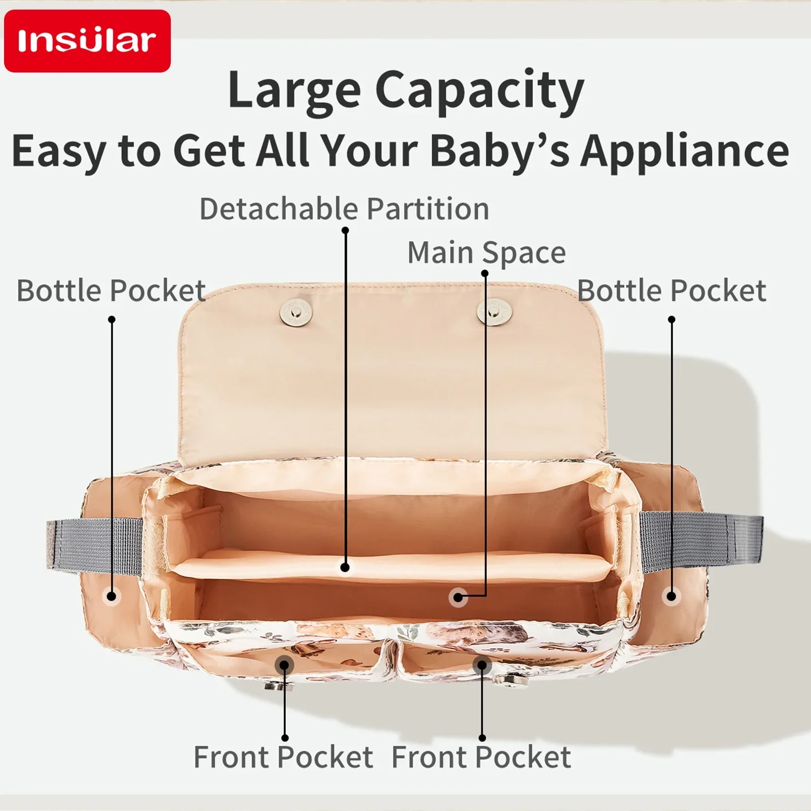 Diaper Bag Cartoon Baby Stroller Organizer Waterproof Buggy Pram Cart Basket Hook Accessories