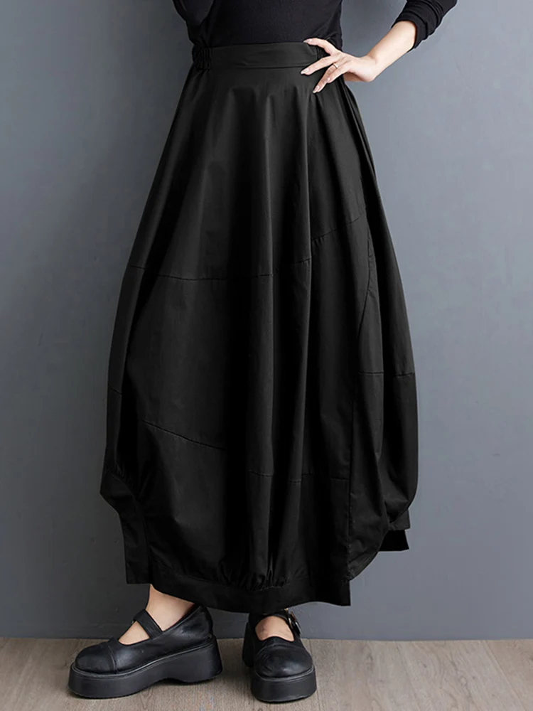 Asymmetrical Green Vintage High Waist Skirt Women New Korean Loose Casual Midi Skirts Fashion Elegant Clothes Summer Autumn 2025