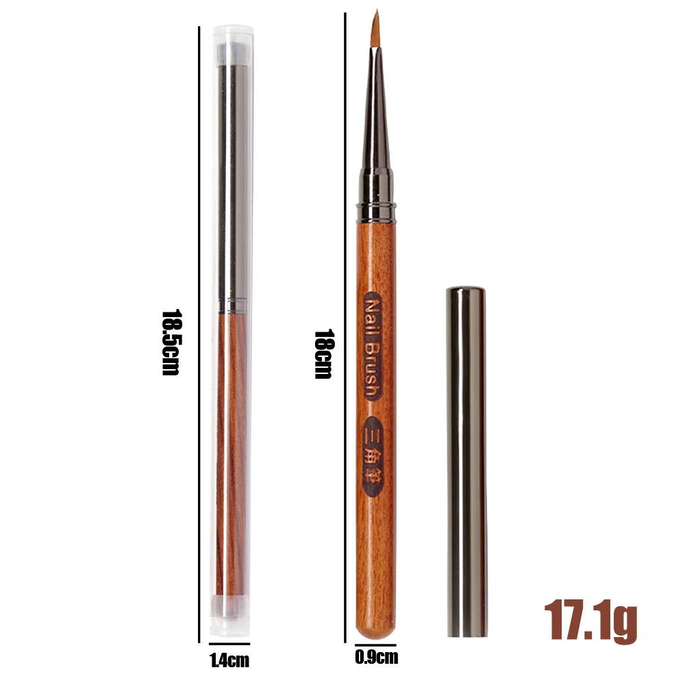 Round Wood Handle Triangular Petal Nail Brush Acrylic Nail Art Liner Brush Stripes Grid Flower Painting Drawing Pen Manicure Tool