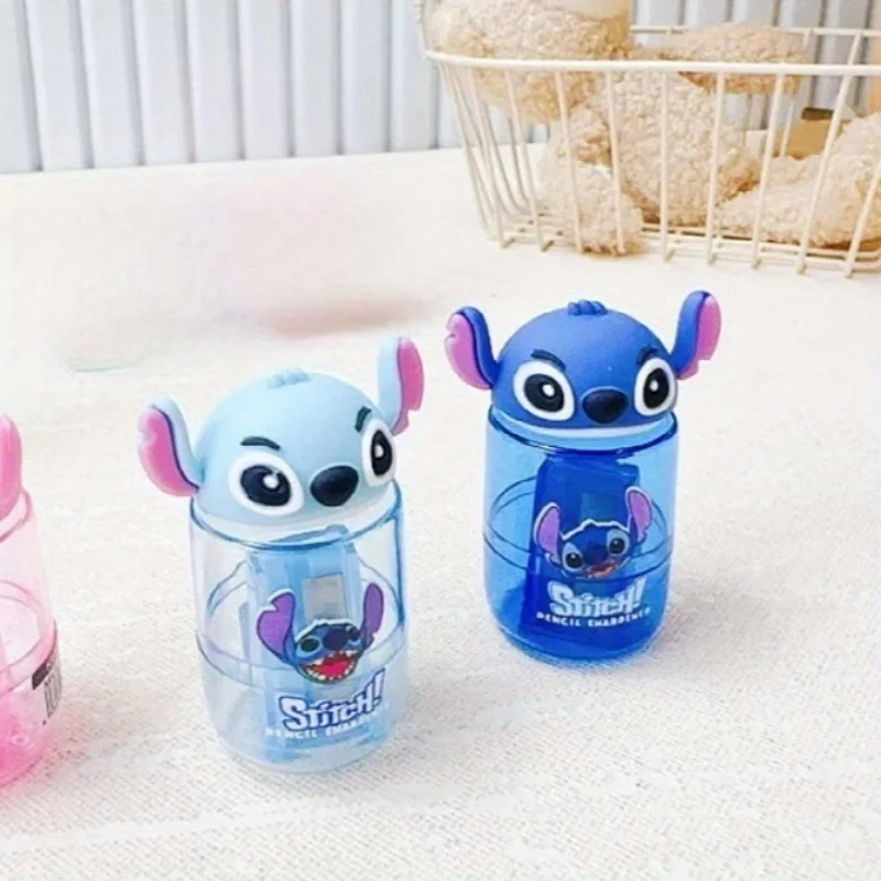 2 pezzi casuali di temperamatite a forma di Stitch Disney, temperamatite a foro singolo, articoli per ufficio in materiale PVC, mini temperamatite - immagine 4