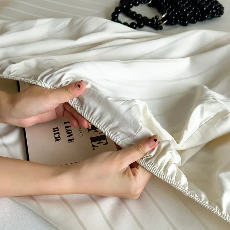 100% Egyptian Cotton Fitted Sheet with Pillowcase 매트리스커버 Skin-friendly Bed Cover Luxury Style Mattress Protector Home Bedsheet 4