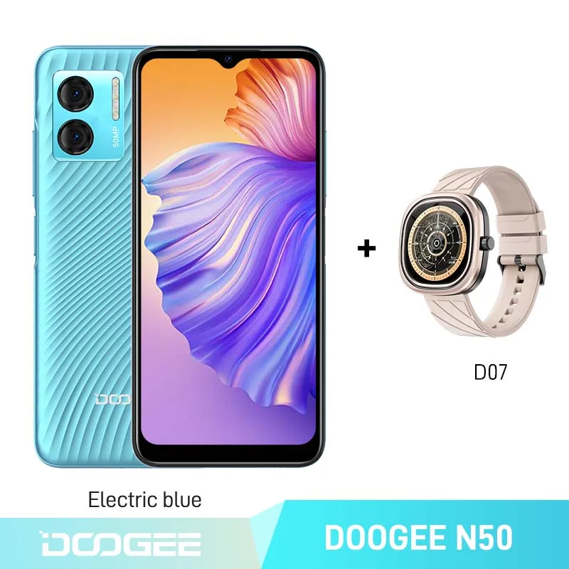 新発売】 DOOGEE N50 スマートフォン 128GB 6.52インチ ブルー