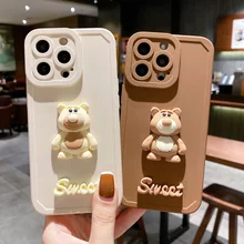 

3D Cartoon Candy Bear Soft Phone Case for iphone 13 11 12 Pro Max X XR XS 7 8 Plus 6 6s SE 2 Cases Camera Protection Cute Cover