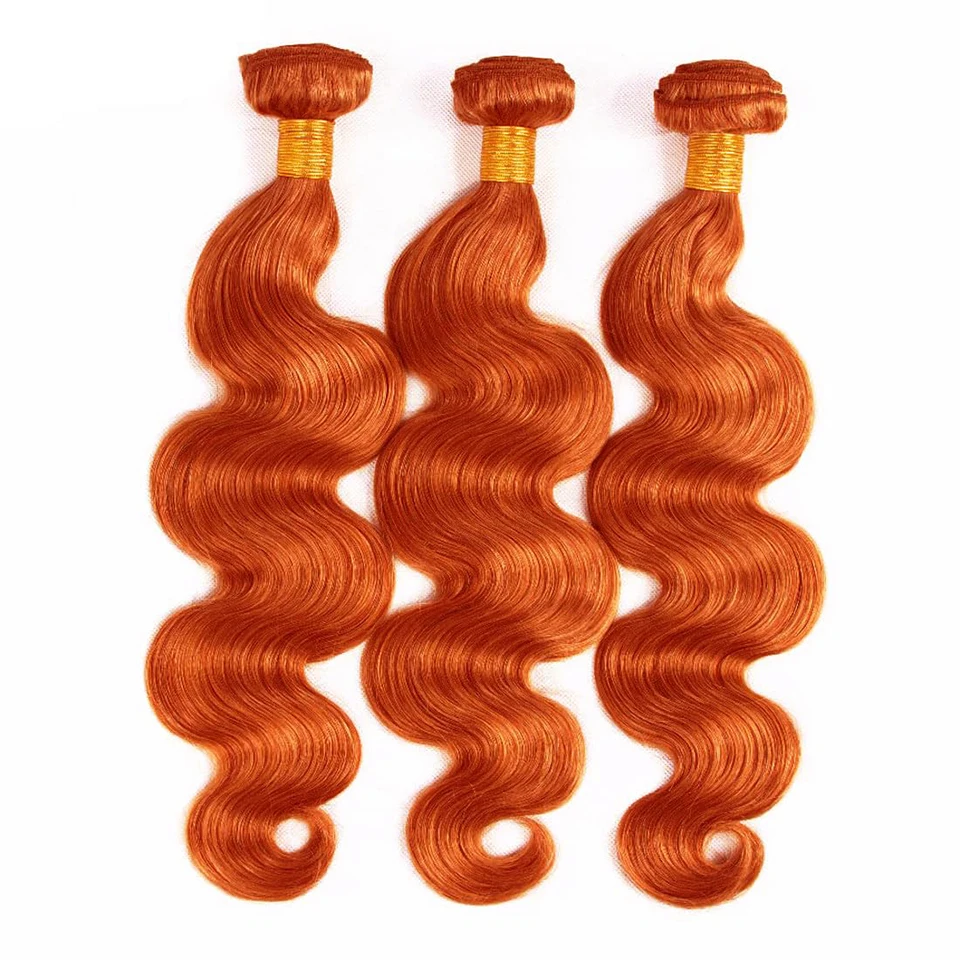 Arietis Ginger Orange Bundles Body Wave Human Hair Color 350 Bundles Dark Orange Double Weft Brazilian Real Remy Hair Extensions human hair extensions