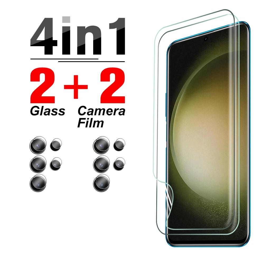 Pellicola Idrogel Trasparente 4 In1 Per Samsung Galaxy S23 Ultra 2023 Samsun S23Ultra S 23 23 S 6.8 Pollici Lente Della Fotocamera Vetro Protettivo