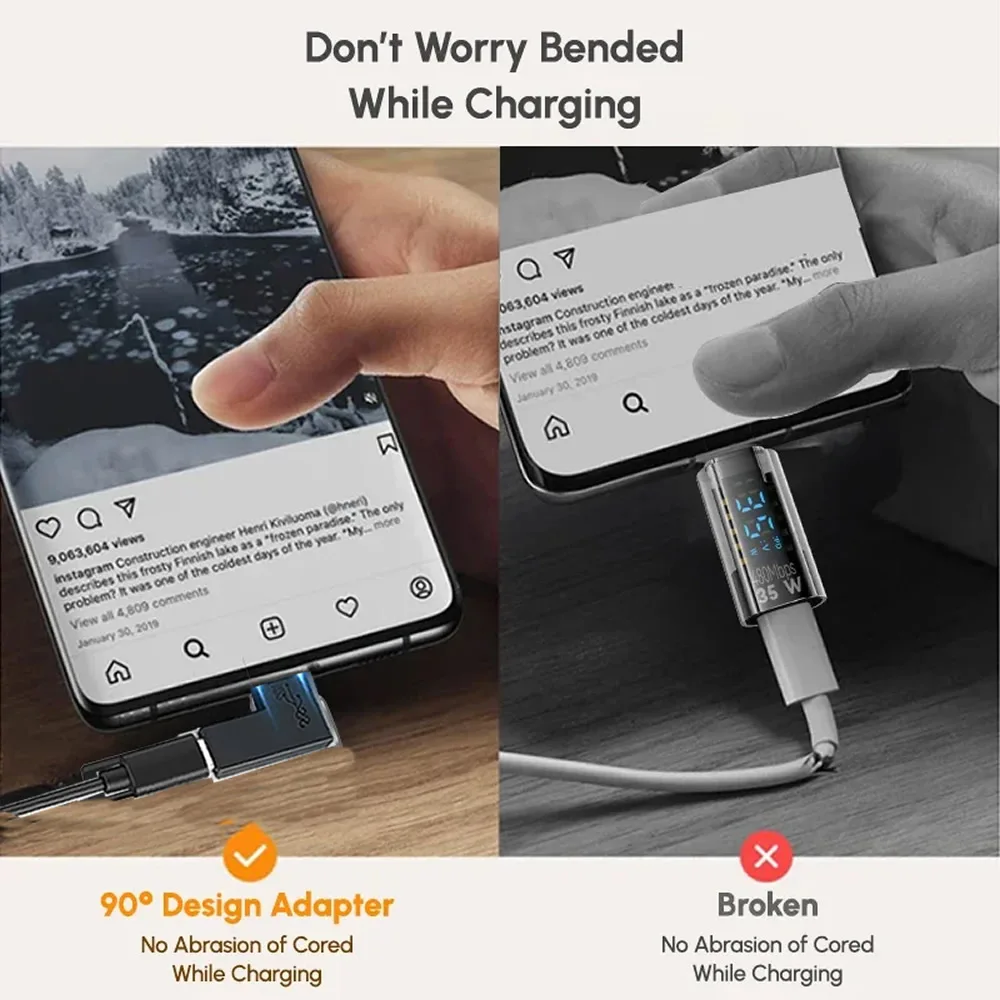 Reversible Lightning to USB-C 90 Degree Adapter - 20W Fast Charging Connector