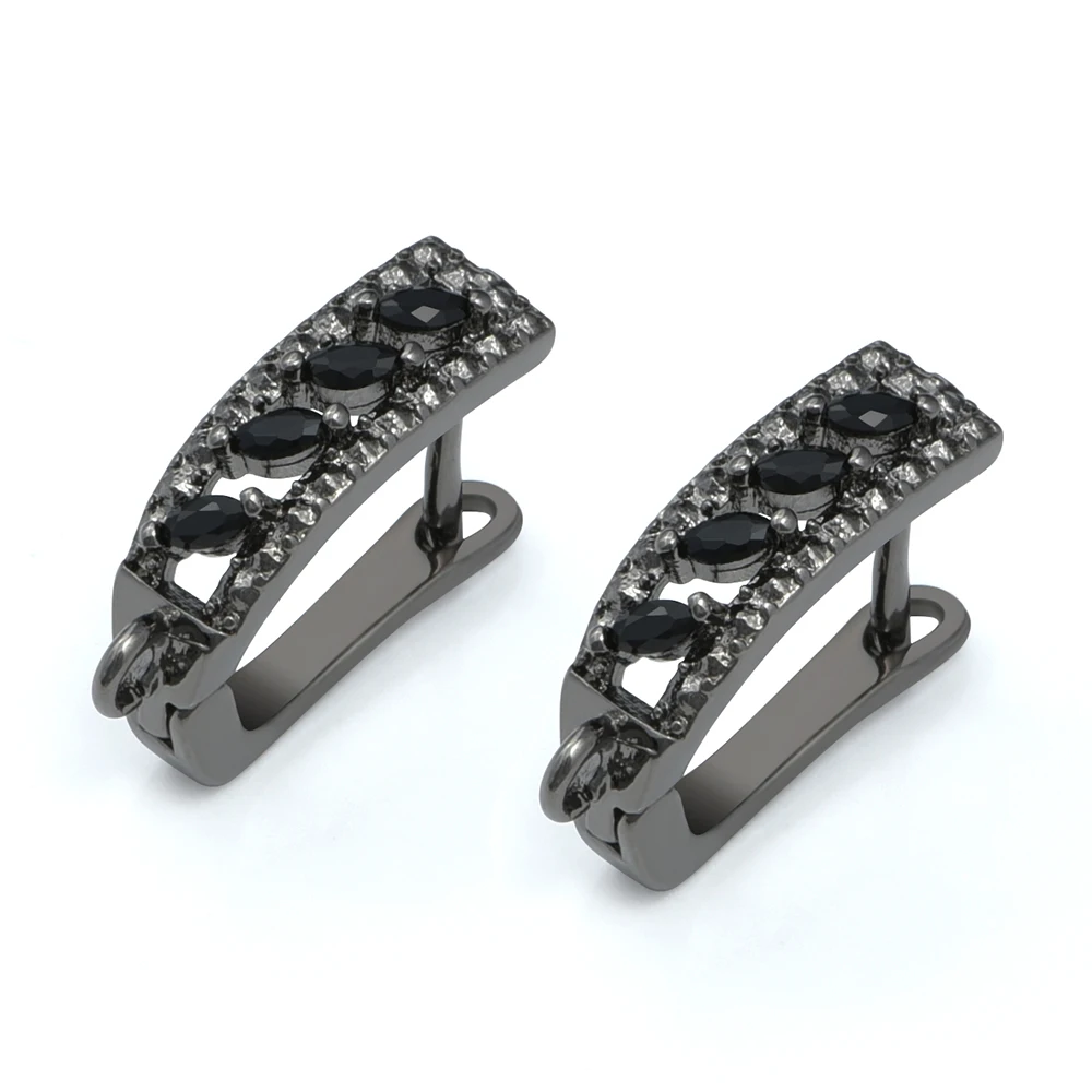 1 Paar Multi Style 18 Karat Gold/rhodiniert mit schwarzem Zirkon Messing Ohrringhaken DIY Damen Ohrringherstellung Zubehör Großhandel – Detail 6