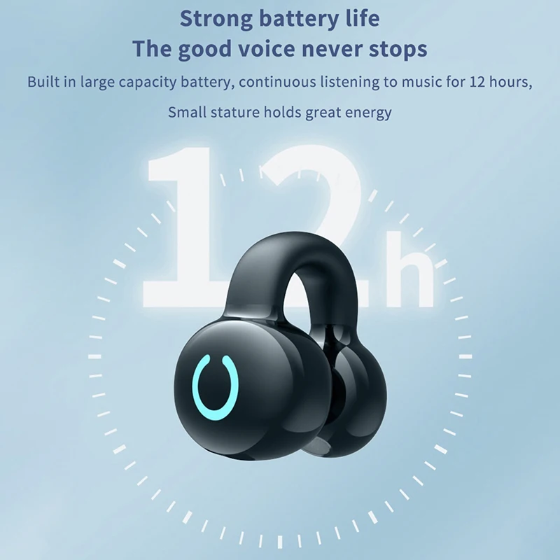 Wireless Earbuds Bluetooth Headset Clip Ear Noise Reduction Earphone Single Ear Headphones For Sport Running Music Headset