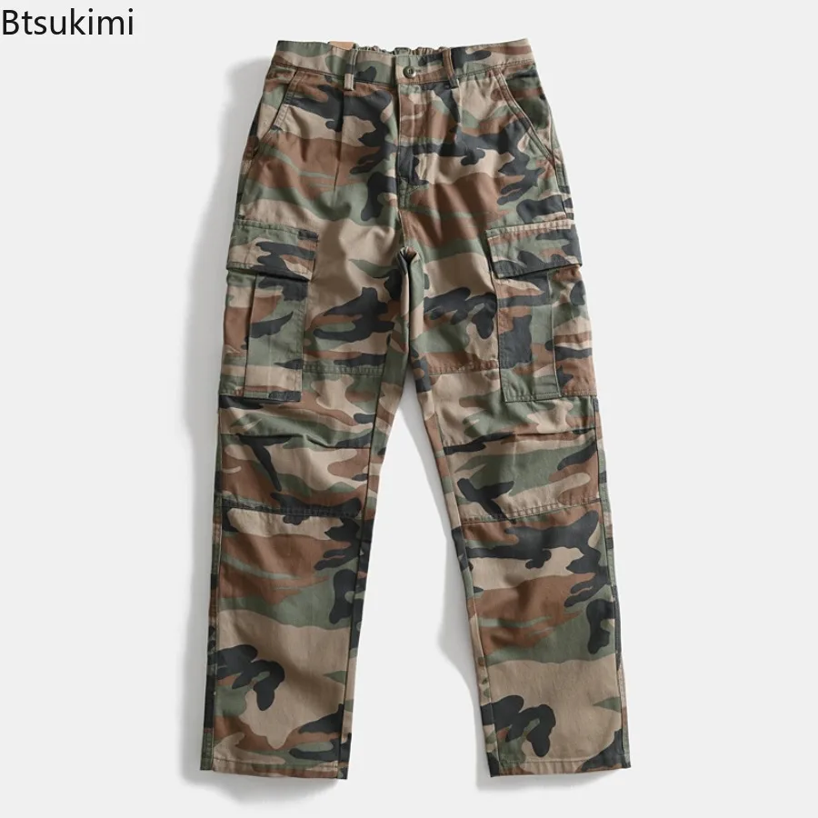 Pantaloni da Lavoro Mimetici da Uomo, Gamba Dritta e Larga, Stile Retrò High Street, Multi Tasche, Casual, Lunghi, Moda Maschile - immagine 2