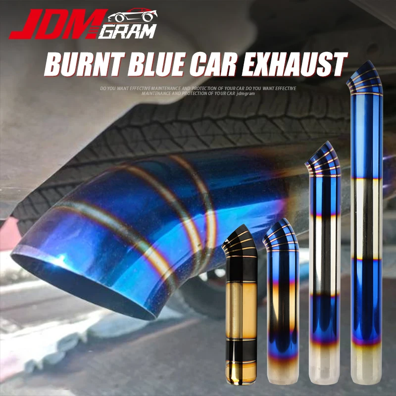 UniversalCarMufflerExhaustPipeTipBurntBlueStainlessSteel66mm