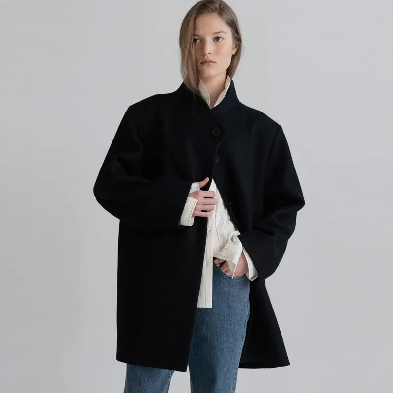 

MOONDA* 2023 Autumn/Winter New Women's Woolen Coat Korean Edition Woolen cashmere Mid length Coat Fashion Warm Women's Coat