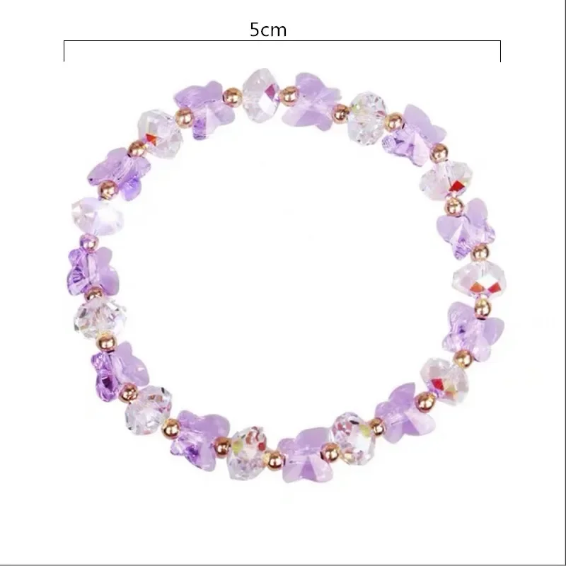 Women Butterfly Charm Crystal Stretch Beaded Bracelets Elastic Rope Temperament Bracelet