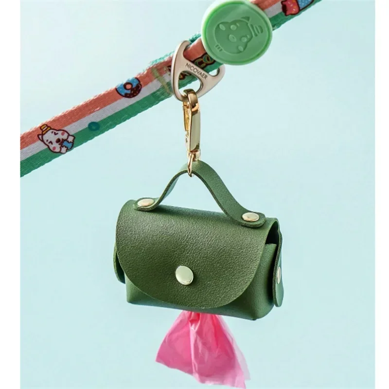 Portable Faux Leather Dog Poop Bag Holder