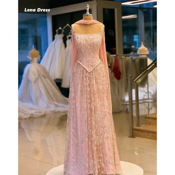 Lena Ball Gown Dress Beads Prom Dresses 2025 Luxury Evening Dresses Woman Elegant Shawl Robe Soiree Lace Custom Made Line A Long 1