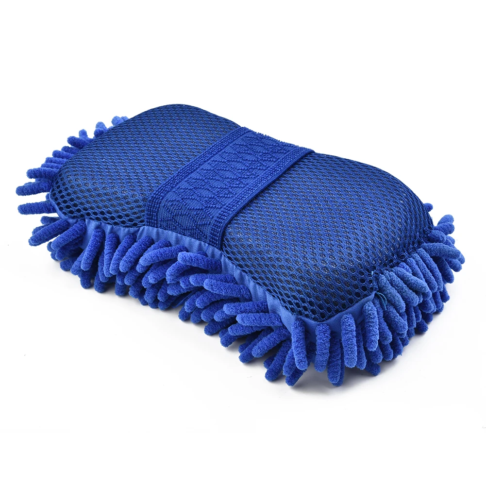 

Blue Microfiber Chenille Car Care Washing Sponge/Brush/rag Pad Cleaning Tool Auto Maintenance Vehicle Accessories