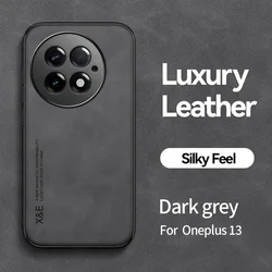 Retro Magnetic Suede Leather Shockproof Matte Silicone Soft Case Cover for OnePlus 13 (Dark Grey)