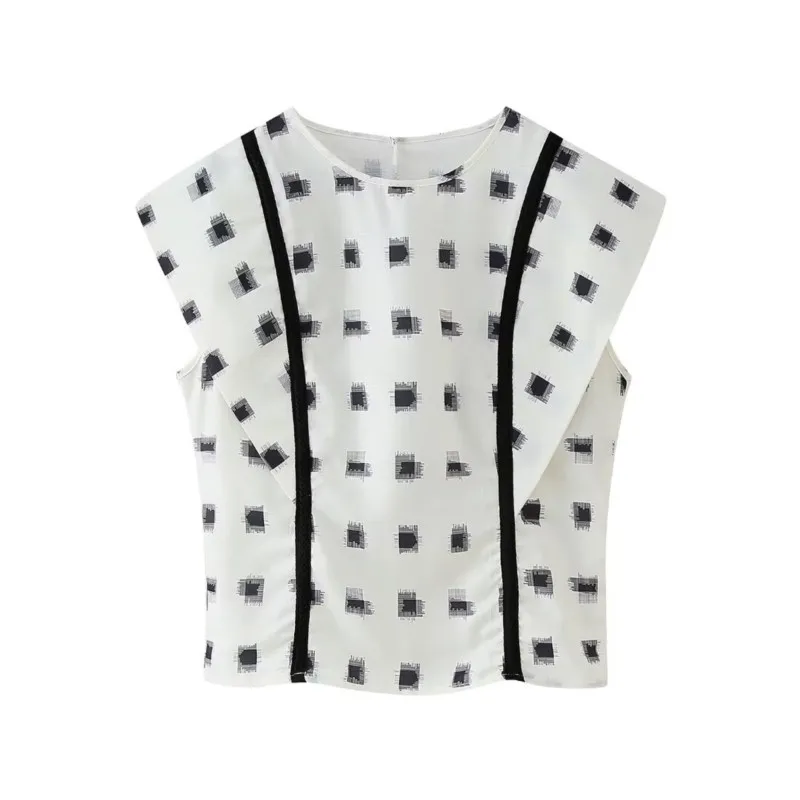 

Женский летний топ в клетку, повседневный уличный легкий топ в английском стиле с круглым вырезом и молнией на спине