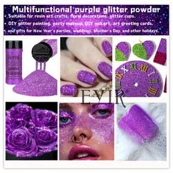 Vibrant Holographic Glitter Powder Set - Fine Shimmer for Body, Face, Nails, and Crafts (PURPLE)