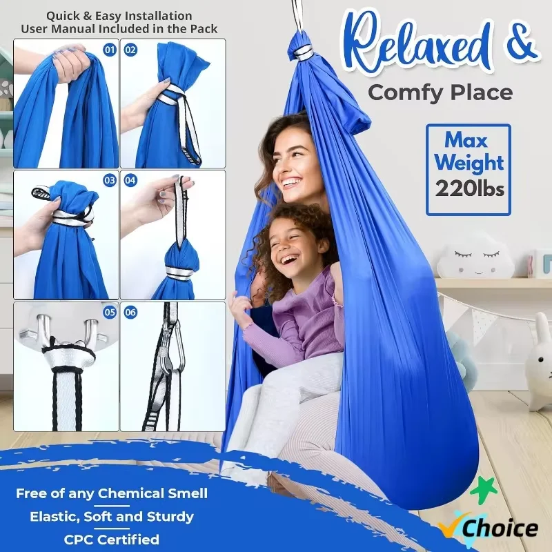 Portable Kids Swing Toy Set Therapy Elastic Hammock Hanging Chair Home Rooms Indoor Yoga Suspension Beds Sensory Autism Kids swing toy