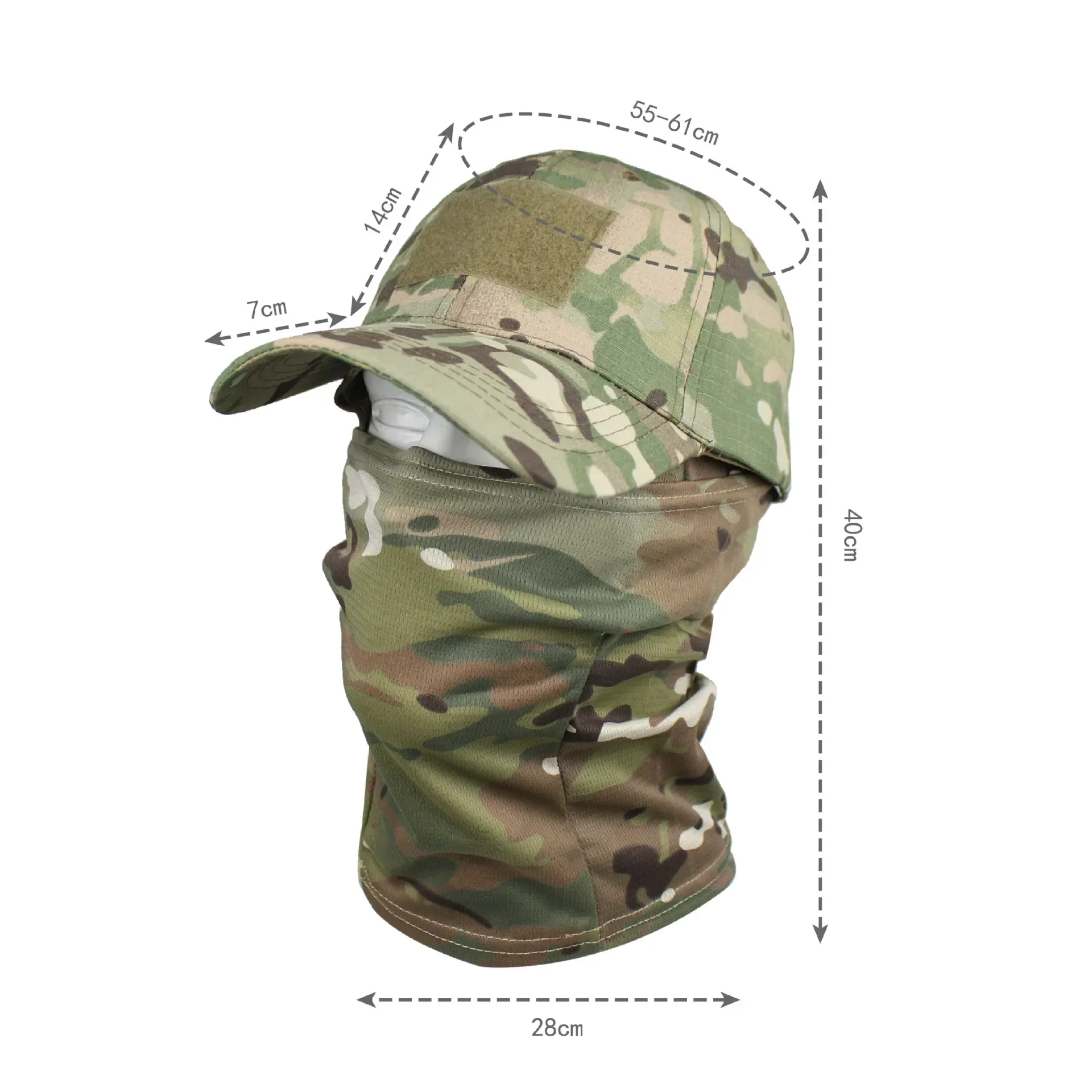 Tactical Baseball Cap Balaclava Full Face Mask Set Men Summer Snapback Sun Hat Outdoor Fishing Cycling Hunting Camouflage Scarf