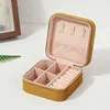 Boîte à bijoux en velours pour femmes, organiseur de voyage portable avec fermeture éclair, étui de rangement carré pour collier, bague, boucles d'oreilles