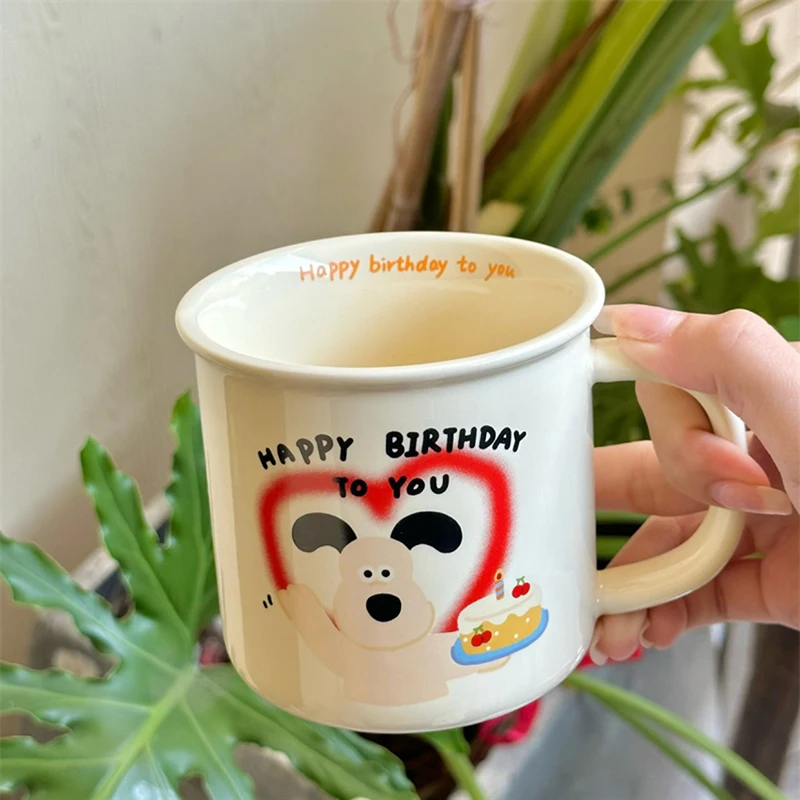 Cute Bear Peach Strawberry Coffee Cup Kawaii Ceramic Mugs Creative Tea Milk  Breakfast Water Cup With Lid Spoon Birthday Gift - Mugs - AliExpress