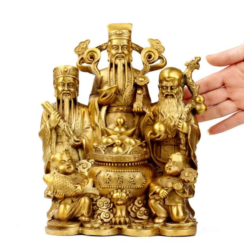 

Copper Statue Pure copper Buddha, fortune and longevity household decoration