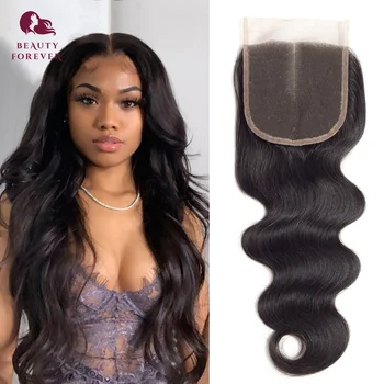 Beauty Forever Chiusura in pizzo HD 5*5, Chiusura in pizzo brasiliana Body Wave 4*4, Chiusura in pizzo di capelli umani, Capelli vergini colore naturale