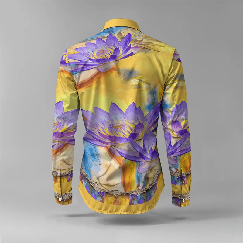 2025 Spring Summer Men Shirt Set Brand Print Fashion Printing Two Piece Set Mens Light Luxury Lightweight Party Long Sleeves_voghion.com