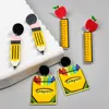 New Acrylic Apple Ruler Pencil Drop Earrings for Women Student Cartoon Crayon Box Printing Dangle Earring Teacher's Day Jewelry 1