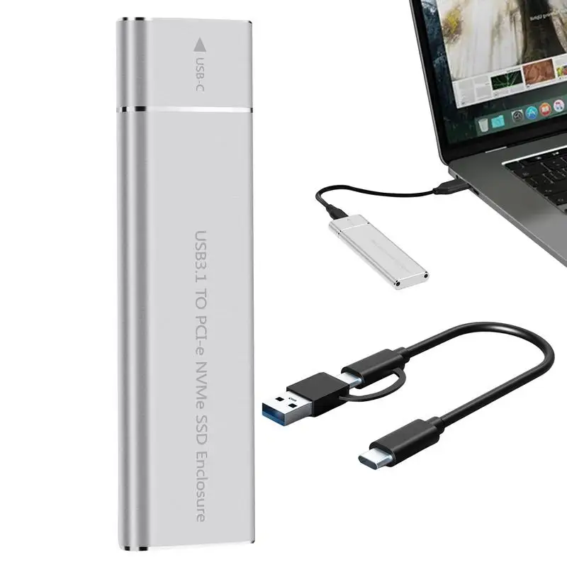 NVMe M2 SSD Enclosure External Case PCIE 10Gbps USB 3.1 Gen2 USB C Adapter Aluminum Box M.2 NVMe Case