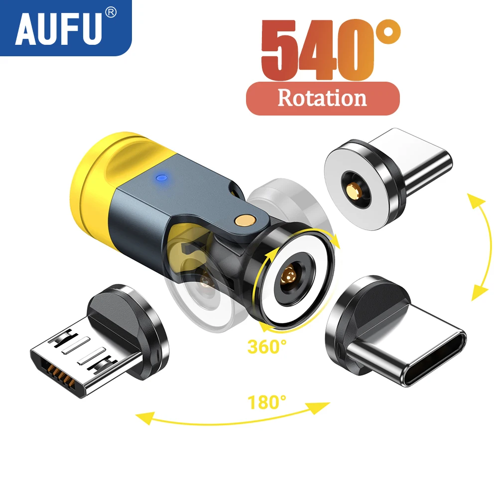 Enhanced Rotating Magnetic Charging Adapter with USB to Type-C Converter