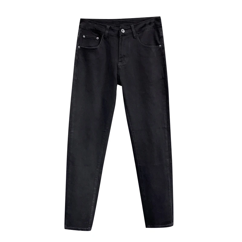 Black jeans men's Stretch Slim fit fashionable high-end three-dimensional printing stylish versatile light luxury casual pants
