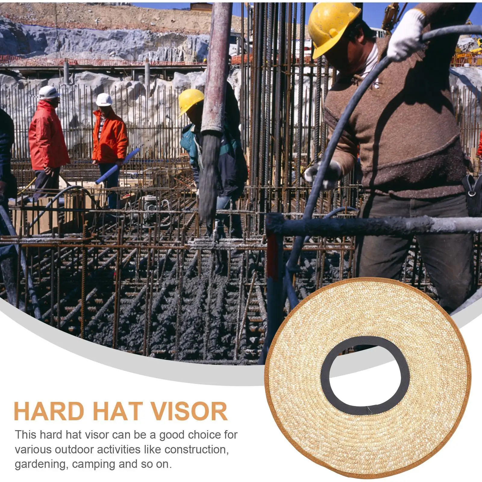 Full Brim Hard Hat Shade Construction Sun Visor Workers Safety Straw Hard Hat Sunshade Visor Elastic Band Outdoor