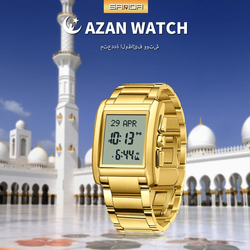 Sanda Middle East Hot selling Watch Arabic Tide Watch Fashion Multi functional Reminder Direction Indicator AZAN WATCH
