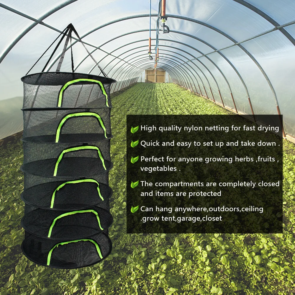 For Flowers Buds Plants Organizer Folding Dry Rack Herb Drying Net 6 Layers Drying Net Dryer Bag Mesh For Herbs Hanging Basket 3