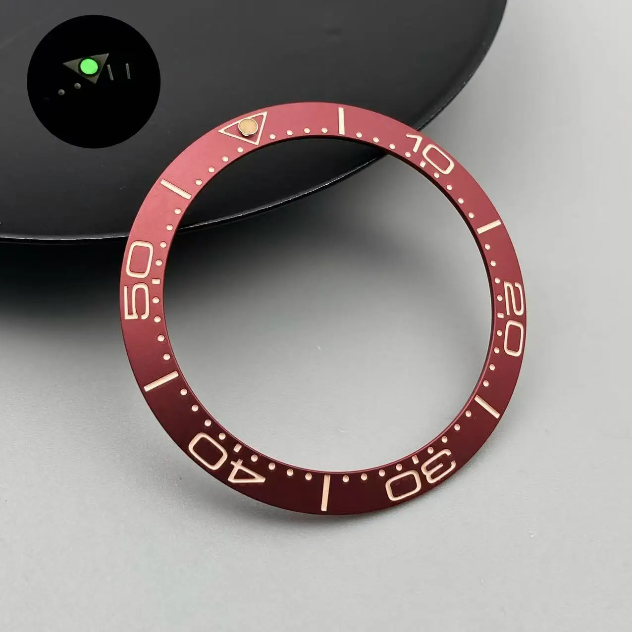 Blue/Green Luminous 38mm Tilted Ceramic Bezel Insert Ring