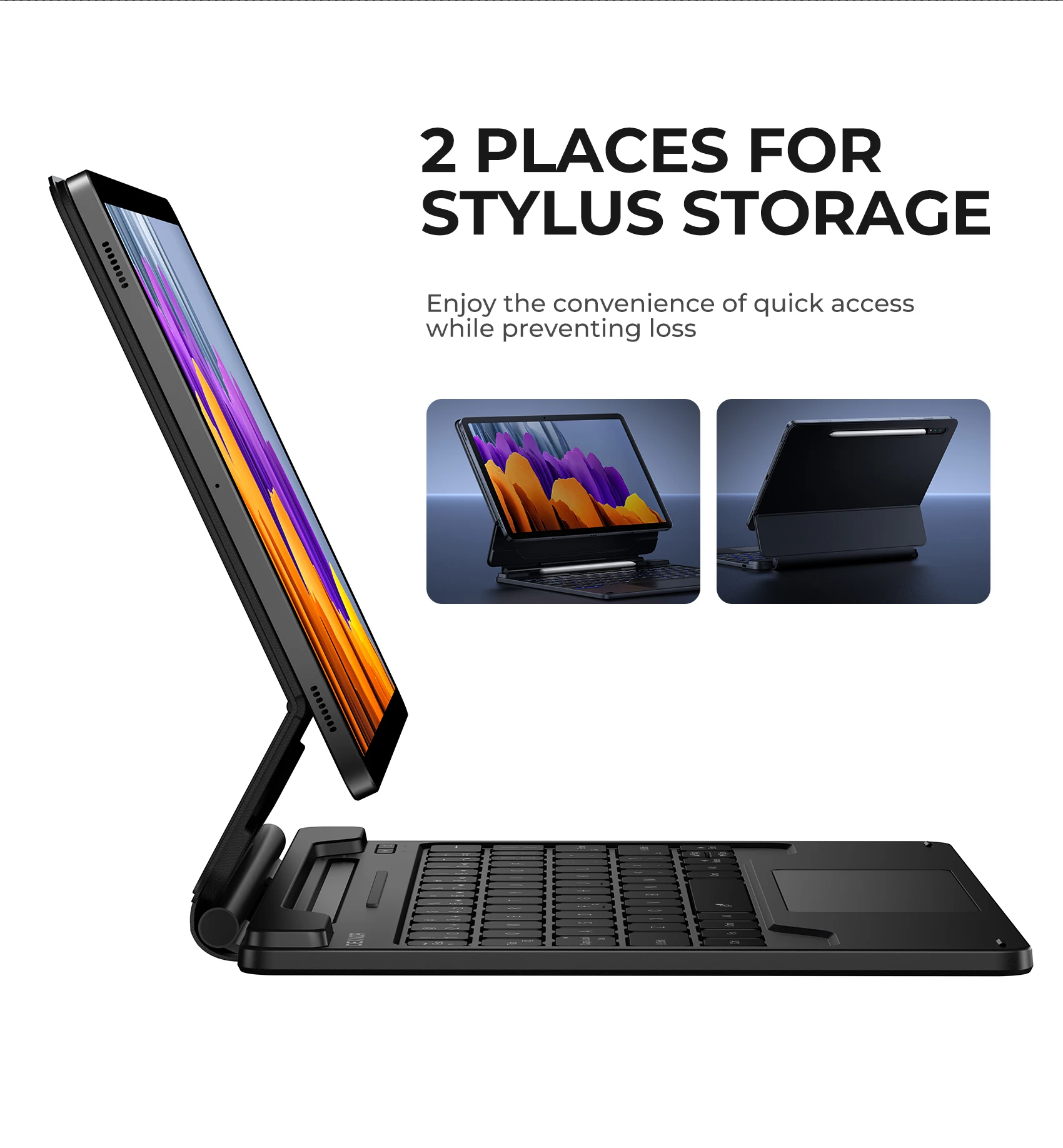 Keyboard Case for Samsung Galaxy Tab S9 FE10.9" /S9 11" with Magnetic Floating Cantilever Stand Multi-Touch Trackpad Pen Holder 2