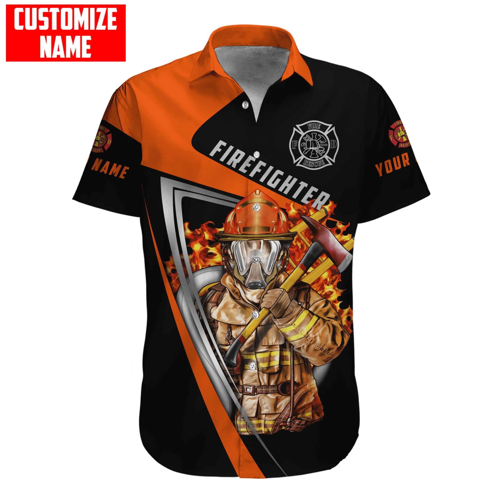 Hawaiian strand sommer kurzarm hemd Anpassen Name Brave Feuerwehrmann 3D Gedruckt Herren Hemd Casual Harajuku T-shirts DXC01 – Detail 6