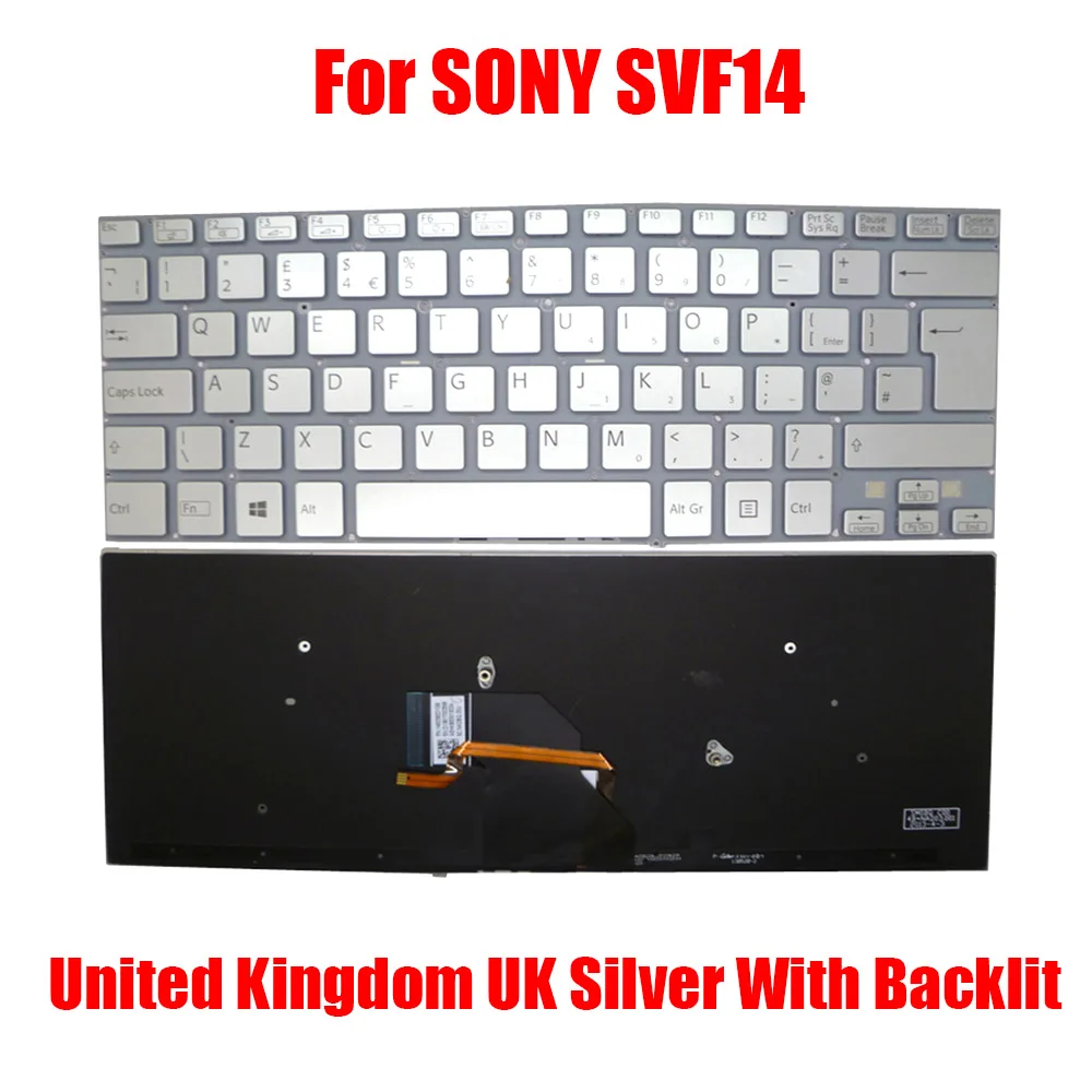 United Kingdom UK Laptop Keyboard For SONY SVF14 9Z.NADBQ.00U 149237121GB 9Z.NADBQ.20U 149239221GB With Backlit New