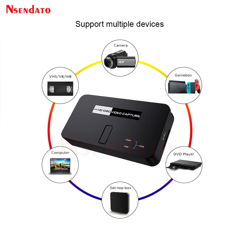 Ezcap284 1080P Ypbpr AV CVBS HDMI Video Capture Card Game Grabber Box for Switch XBOX PS4 Phone Video Record OBS Live Streaming