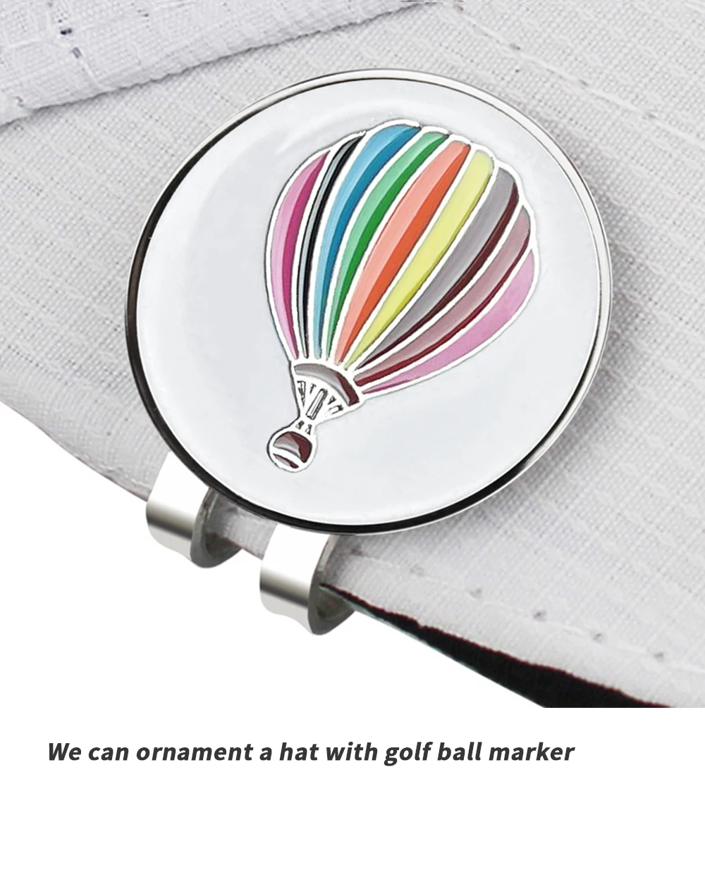 Description Picture 5 of itemHot Air Balloon Pattern Golf Ball Markers with Hat Clips Removable Attaches Easily to Golf Cap Gifts Golf Ball Marker Hat Clip