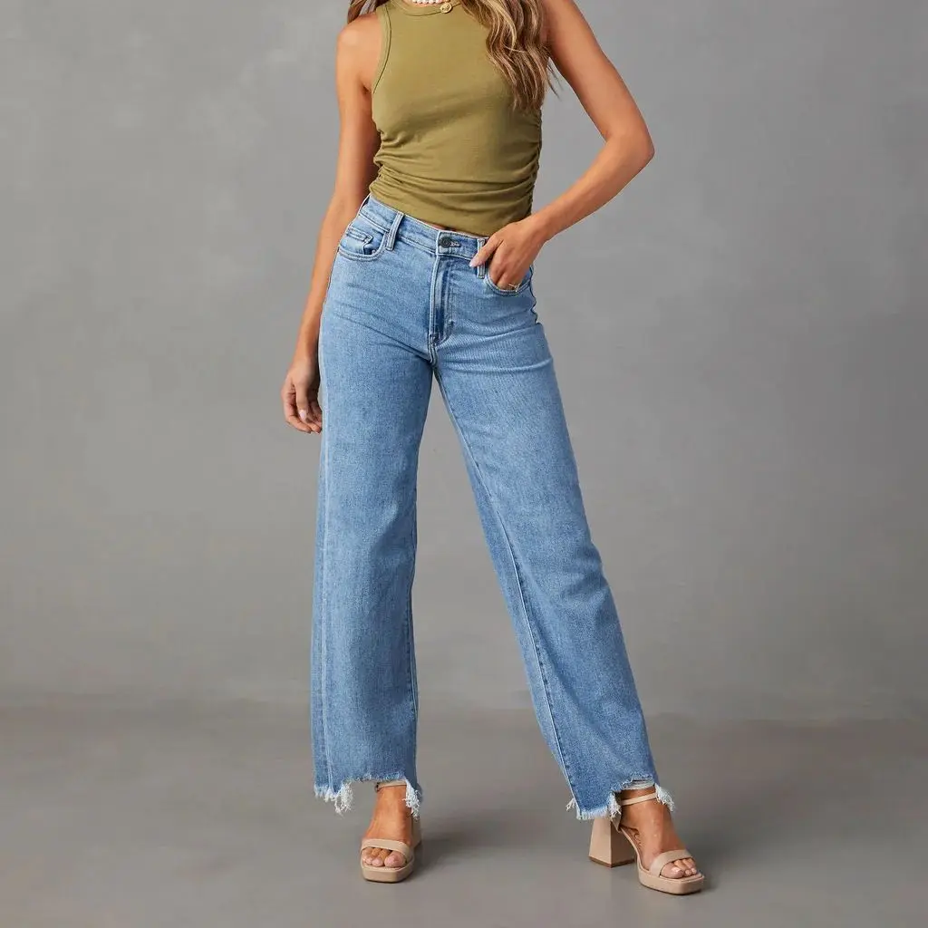 

Worn Out For Women 2024 New Loose Wide Leg Long Pants Street Trendy Washed Jeans