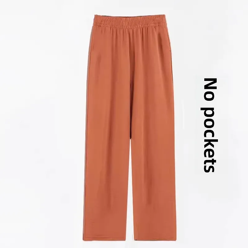 No pocket straight ice silk wrinkled orange