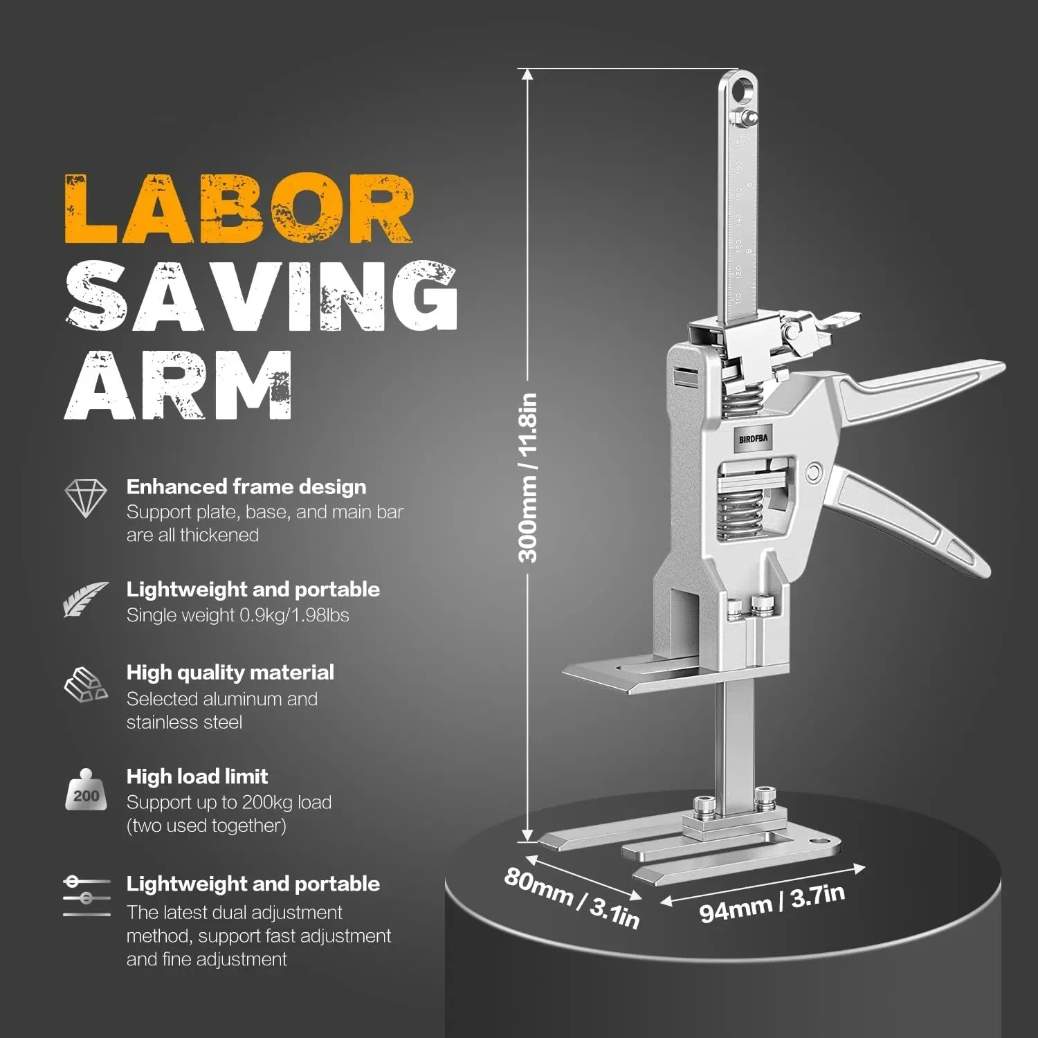 Lifting Tool 2pcs Labor Saving Arm Board Jack Cabinet Lifter with Storage Bag 12 inch Hand Lifting Tool