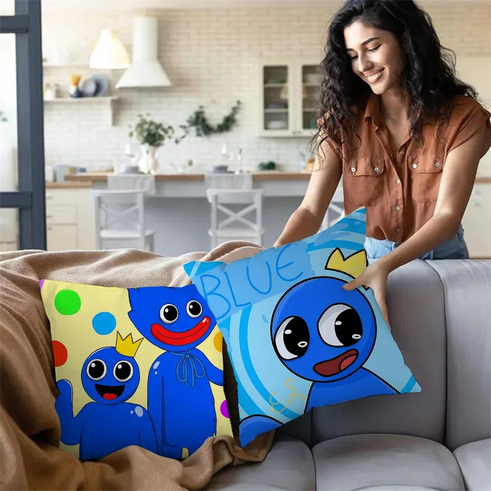 Funny Pillow Covers Cartoon Game R-Rainbow Friends Sofa Decorative Home Double-sided Printing Short Plush Cute Cushion Cover