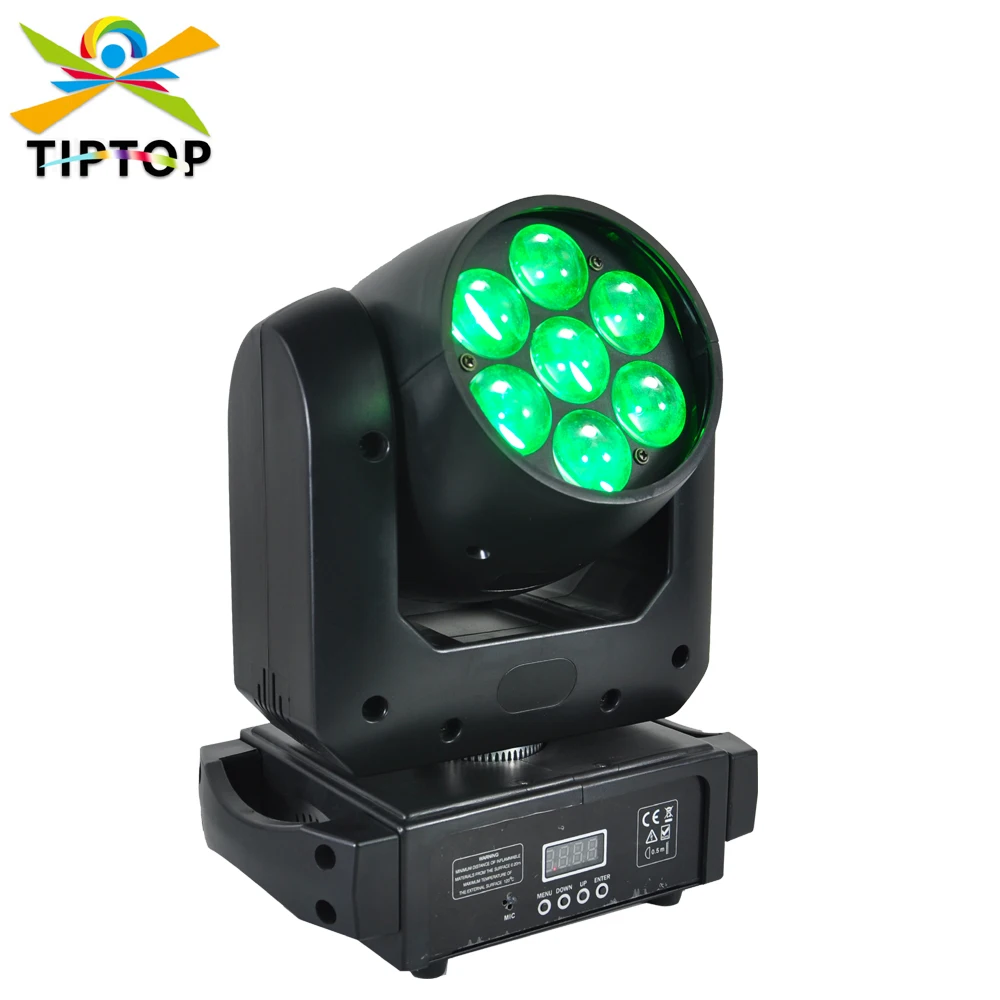 

TIPTOP 7X15W RGBW 4IN1 Mini Led Moving Head Zoom Light 14/16 Channels Liner Dimmer High Speed Strobe Spot Wash Disco Lighting