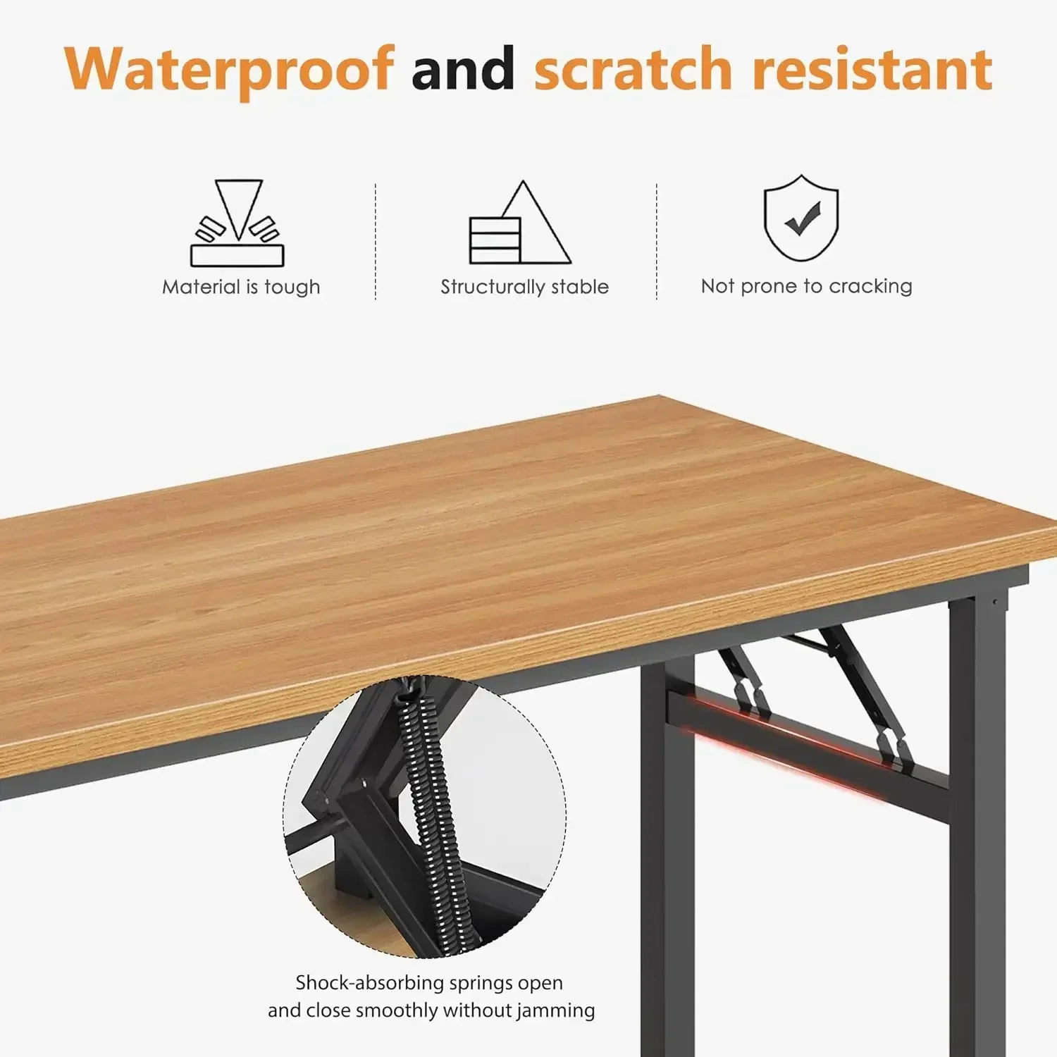 New2025-47 inches Folding Table Computer Desk Portable ActivityTable Conference Table Home Office Desk,Fully Assembled Teak